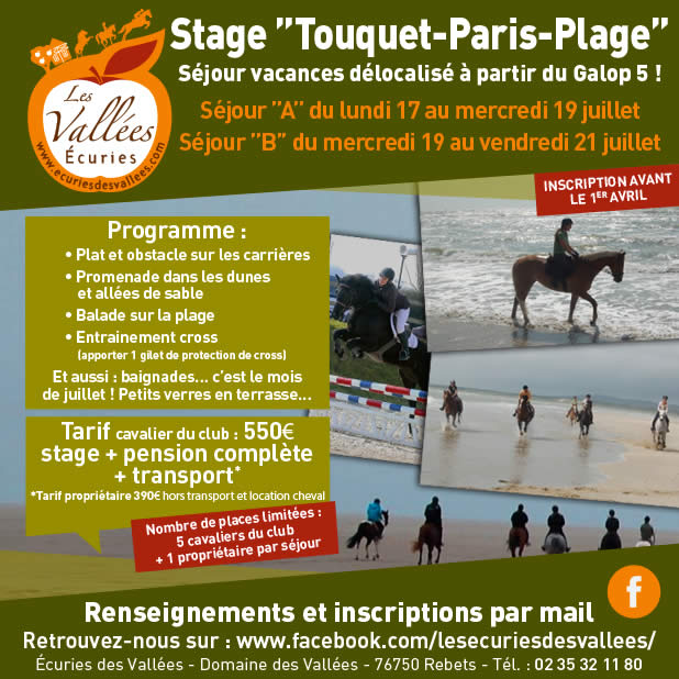 stage équitation Le Touquet juillet 2017